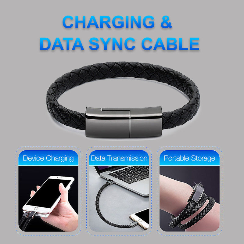 Bracelet Charger USB Charging Cable Data Charging Cord For Any Smartphone - USB-C , MICRO USB , LIGHTNING CABLE